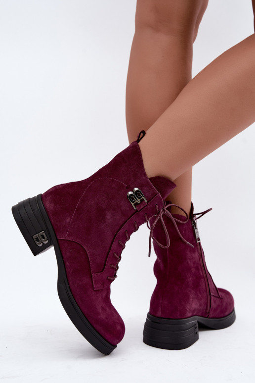 Faux suede gevoerde dameslaarzen Vinceza 67044 bordeaux