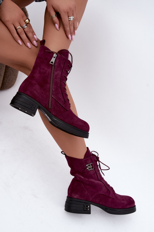 Faux suede gevoerde dameslaarzen Vinceza 67044 bordeaux