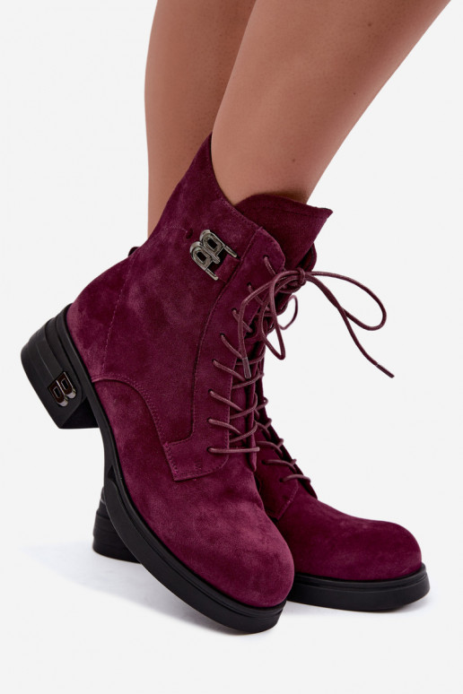 Faux suede gevoerde dameslaarzen Vinceza 67044 bordeaux