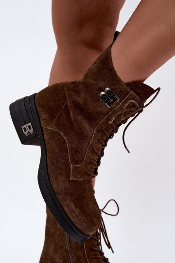 Faux suede gevoerde dameslaarzen Vinceza 67044 bruin