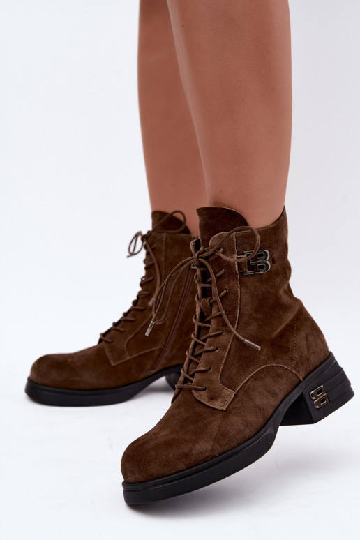 Faux suede gevoerde dameslaarzen Vinceza 67044 bruin