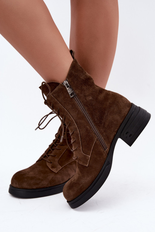 Faux suede gevoerde dameslaarzen Vinceza 67044 bruin