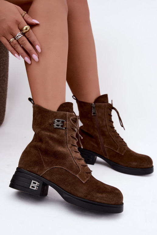 Faux suede gevoerde dameslaarzen Vinceza 67044 bruin