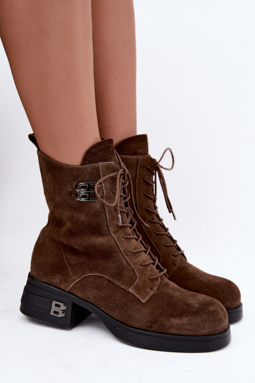 Faux suede gevoerde dameslaarzen Vinceza 67044 bruin