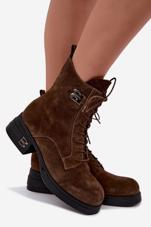 Faux suede gevoerde dameslaarzen Vinceza 67044 bruin