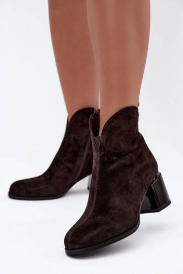 Faux suede laarzen met hakken Vinceza 91178 chocolade