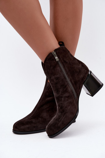 Faux suede laarzen met hakken Vinceza 91178 chocolade 2