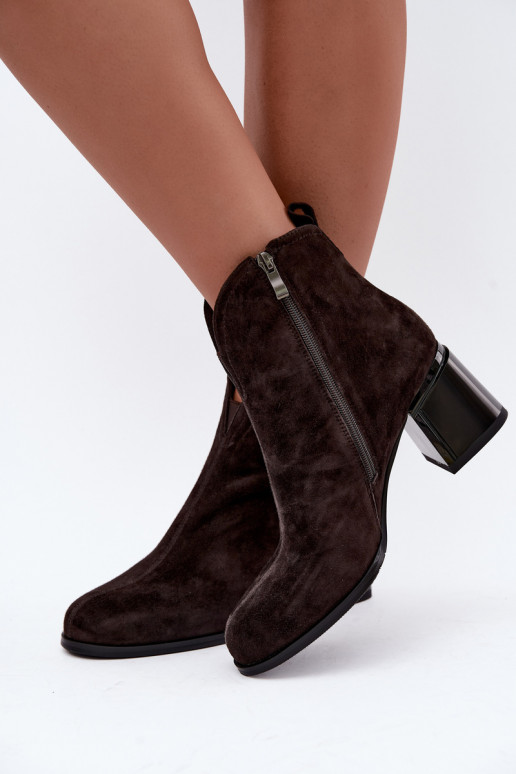 Faux suede laarzen met hakken Vinceza 91178 chocolade