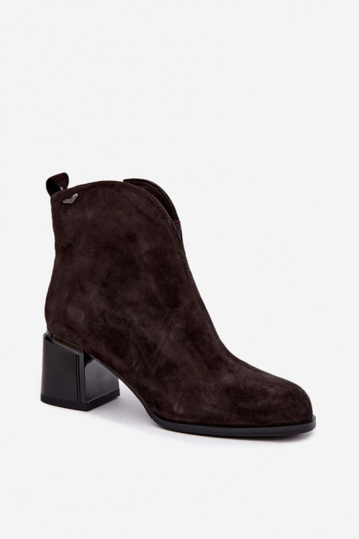 Faux suede laarzen met hakken Vinceza 91178 chocolade