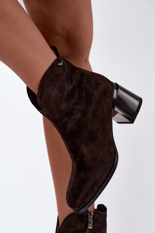 Faux suede laarzen met hakken Vinceza 91178 chocolade