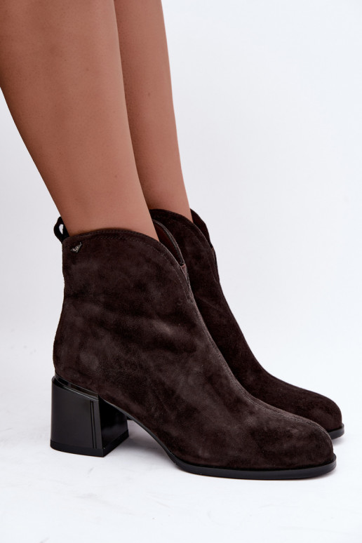 Faux suede laarzen met hakken Vinceza 91178 chocolade