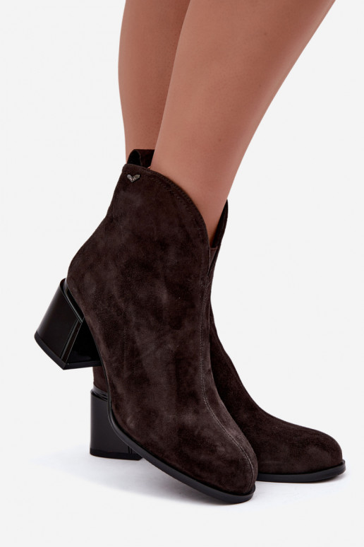 Faux suede laarzen met hakken Vinceza 91178 chocolade