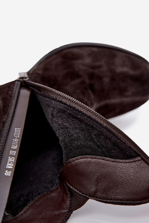 Faux suede laarzen met hakken Vinceza 91178 chocolade