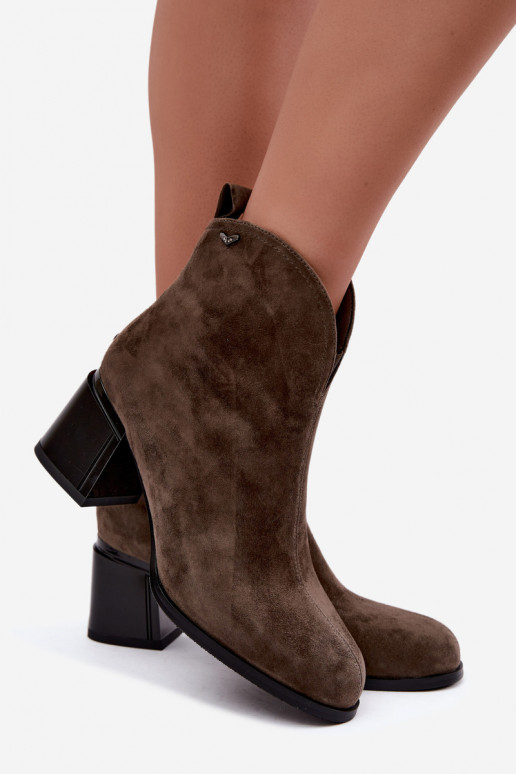 Faux suede laarzen met hakken Vinceza 91178 khaki