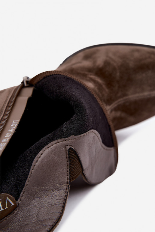 Faux suede laarzen met hakken Vinceza 91178 khaki