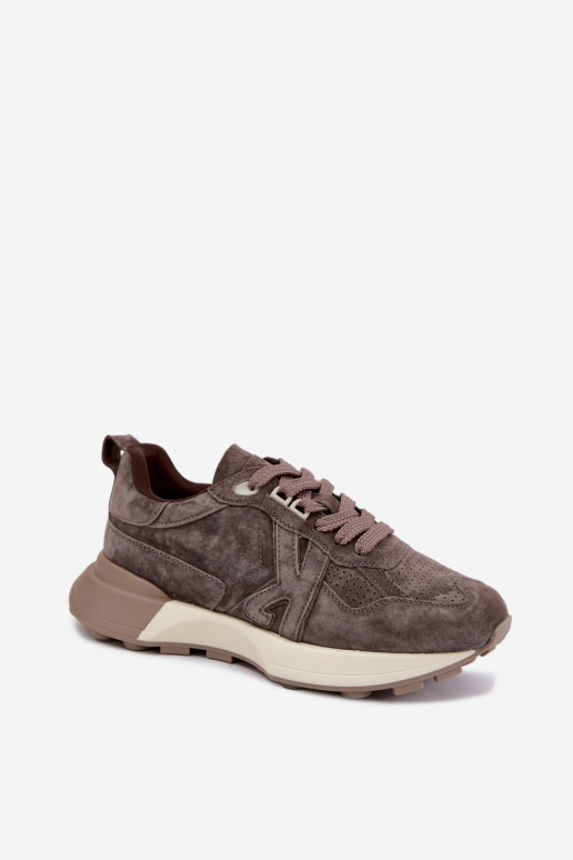 Faux suede dames sneakers Kobbo 67048 donkerbruin