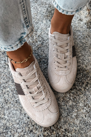 Synthetische suede dames sneakers Big Star UU274440 in zand