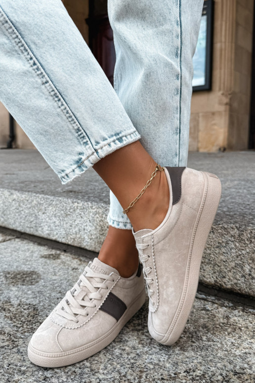 Synthetische suede dames sneakers Big Star UU274440 in zand