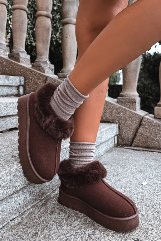 Sneeuwlaarzen met platform en bont Big Star UU274203 w chocola