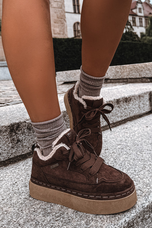 Sneeuwlaarzen met platform en veters Big Star UU274188 w chocola