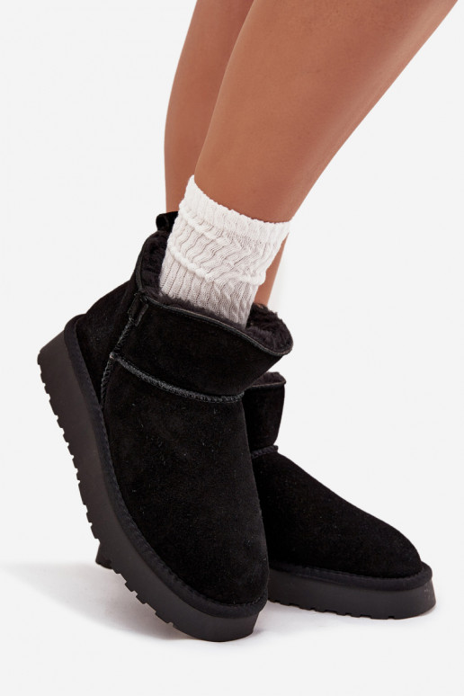 Geïsoleerde sneeuwlaarzen van faux suede met bont aan de binnenkant Vinceza 97961 zwart