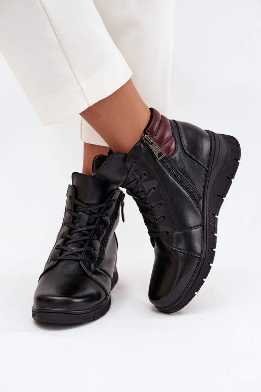 Geïsoleerde dames enkellaarsjes met platform Vinceza 39963 zwart