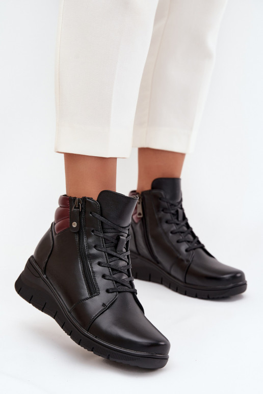 Geïsoleerde dames enkellaarsjes met platform Vinceza 39963 zwart