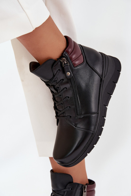 Geïsoleerde dames enkellaarsjes met platform Vinceza 39963 zwart