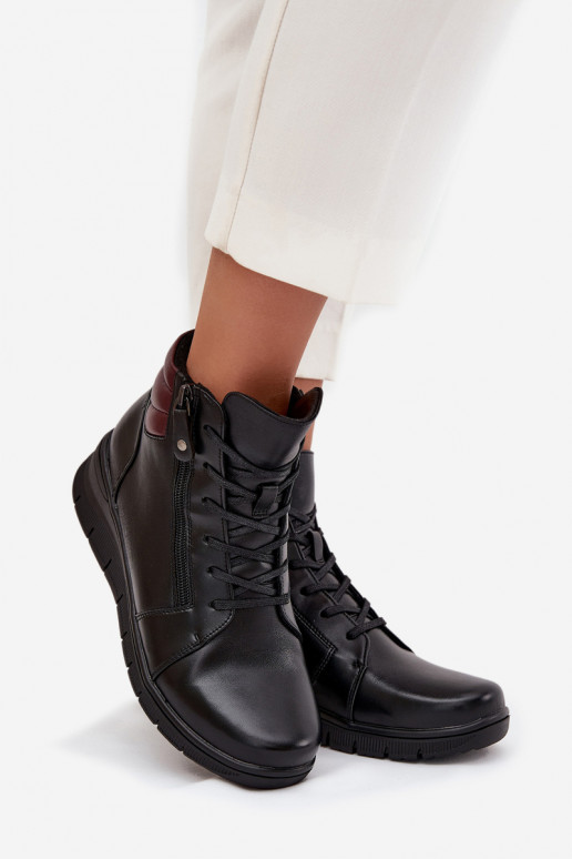 Geïsoleerde dames enkellaarsjes met platform Vinceza 39963 zwart