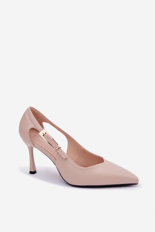 Beige hoge hakken met uitsparingen en gespen Vinceza 62288