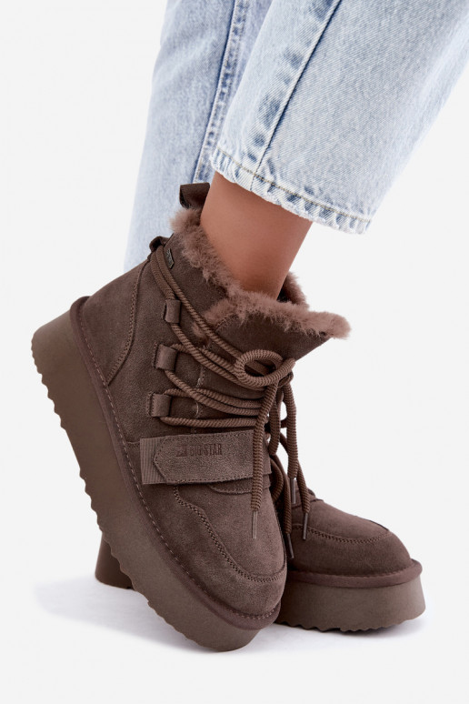 Dames suede sneeuwlaarzen bruin Big Star