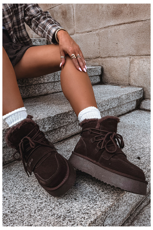 Dames suede sneeuwlaarzen chocolade Big Star