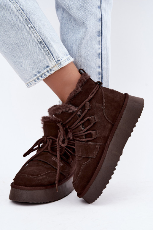 Dames suede sneeuwlaarzen chocolade Big Star