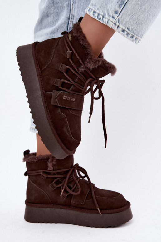 Dames suede sneeuwlaarzen chocolade Big Star