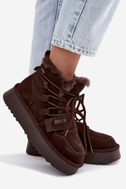 Dames suede sneeuwlaarzen chocolade Big Star