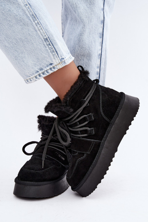 Dames suede sneeuwlaarzen zwart Big Star