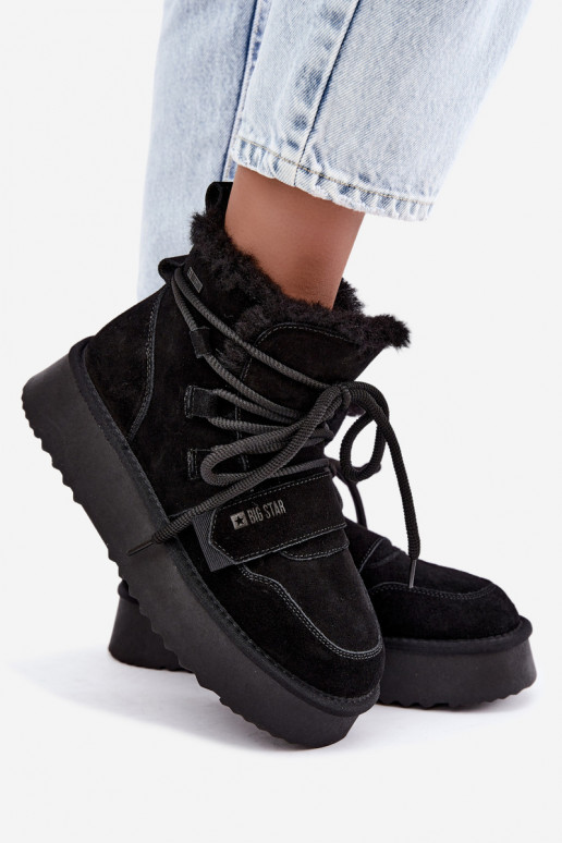 Dames suede sneeuwlaarzen zwart Big Star