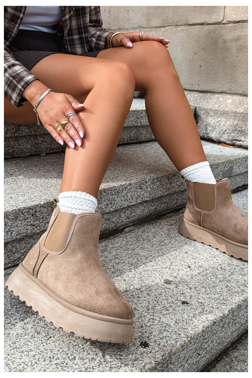 sneeuwschoenen voor dames met platform Big Star UU274173 in zandkleur