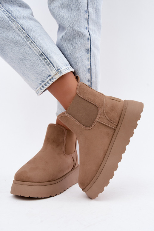 sneeuwschoenen voor dames met platform Big Star UU274173 in zandkleur
