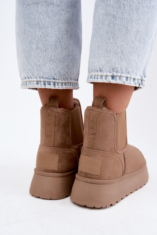 sneeuwschoenen voor dames met platform Big Star UU274173 in zandkleur