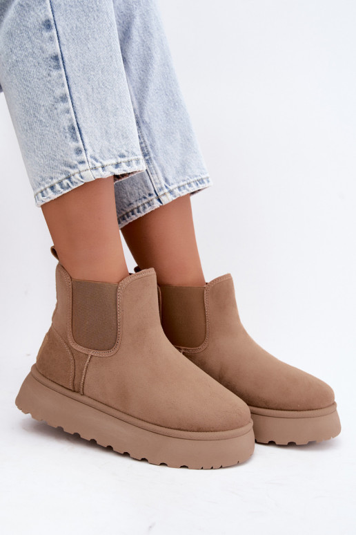 sneeuwschoenen voor dames met platform Big Star UU274173 in zandkleur