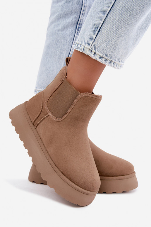 sneeuwschoenen voor dames met platform Big Star UU274173 in zandkleur