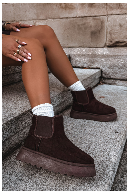 sneeuwschoenen voor dames met platform Big Star UU274174 in chocoladekleur