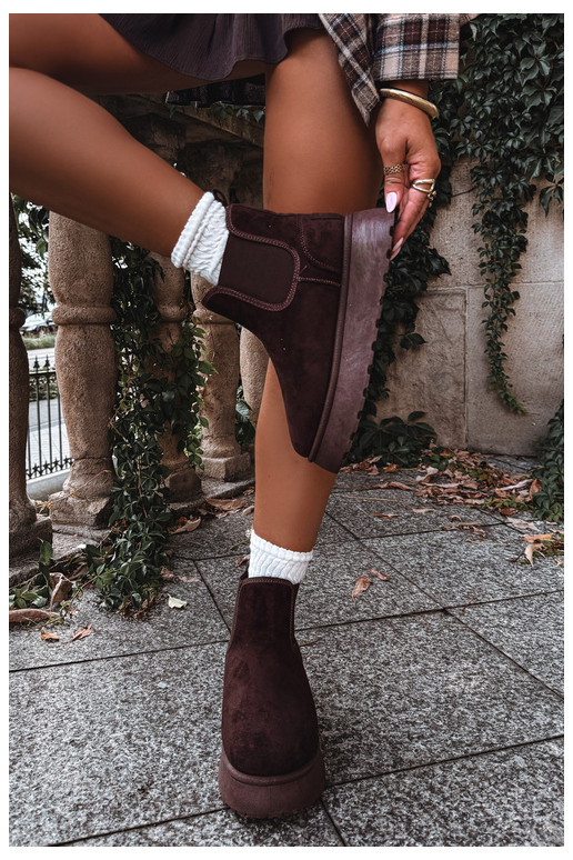 sneeuwschoenen voor dames met platform Big Star UU274174 in chocoladekleur