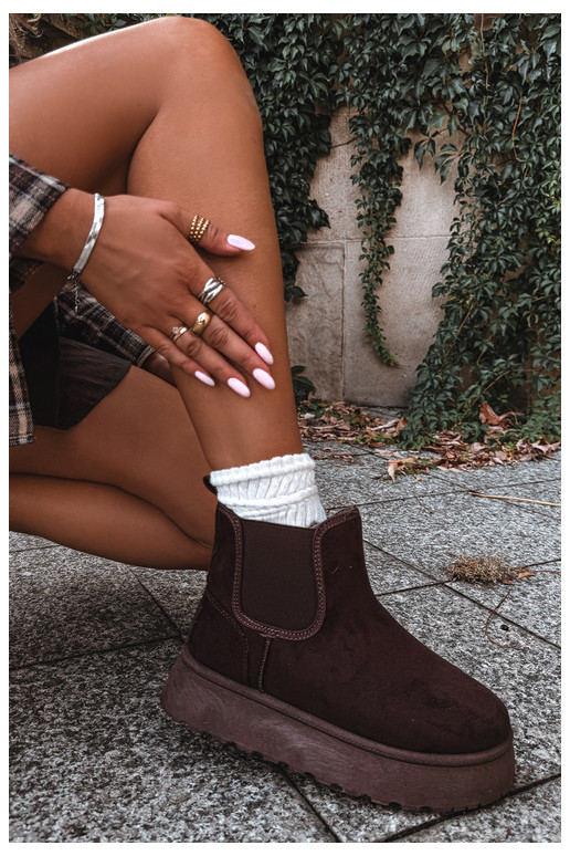sneeuwschoenen voor dames met platform Big Star UU274174 in chocoladekleur