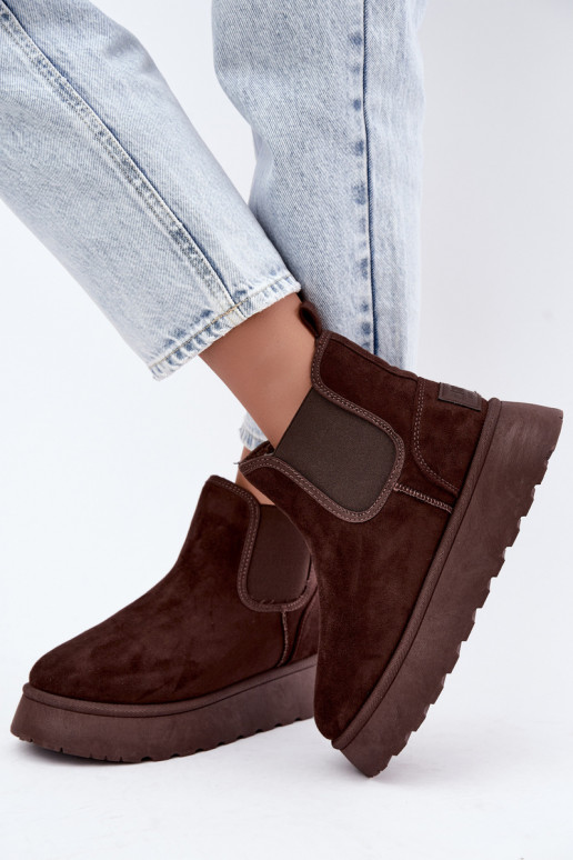 sneeuwschoenen voor dames met platform Big Star UU274174 in chocoladekleur