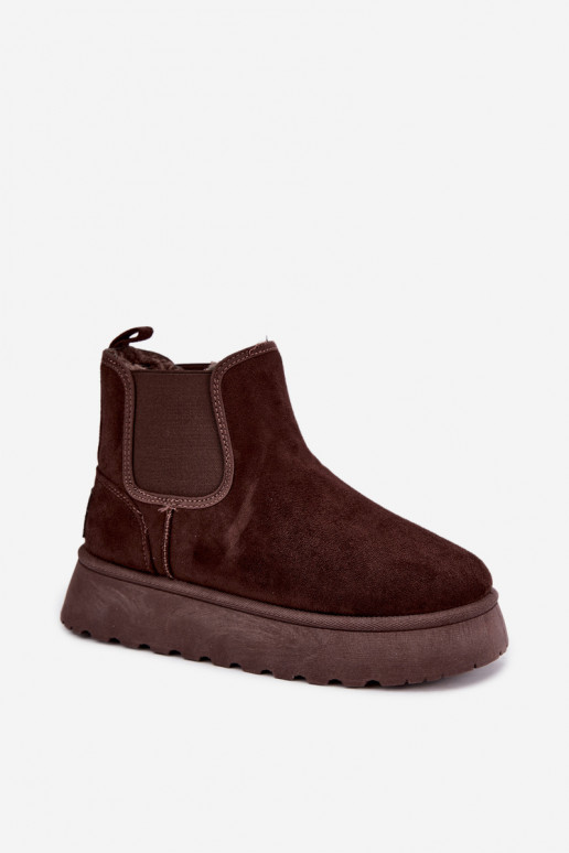 sneeuwschoenen voor dames met platform Big Star UU274174 in chocoladekleur