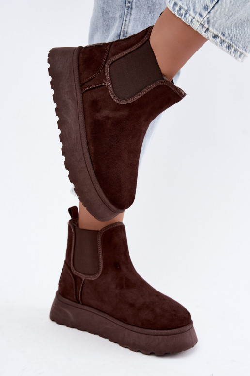 sneeuwschoenen voor dames met platform Big Star UU274174 in chocoladekleur