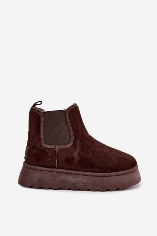 sneeuwschoenen voor dames met platform Big Star UU274174 in chocoladekleur