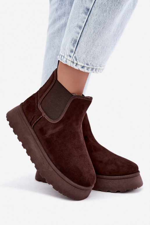sneeuwschoenen voor dames met platform Big Star UU274174 in chocoladekleur